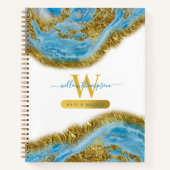Blauwe Waterverf marmer & Gold Foil Hair & Makeup Notitieboek (Voorkant)