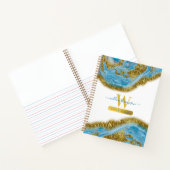 Blauwe Waterverf marmer & Gold Foil Hair & Makeup Notitieboek (Binnen)