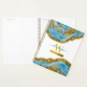 Blauwe Waterverf marmer & Gold Foil Hair & Makeup Planner (Display)