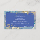 Blauwe Waterverf Marmer Inkt & Gold Foil Visitekaartje (Achterkant)
