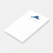 Blauwe Waterverf Marthas Vineyard Kaart Monogram Post-it® Notes (Schuin)