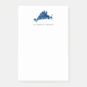 Blauwe Waterverf Marthas Vineyard Kaart Monogram Post-it® Notes (Voorkant)