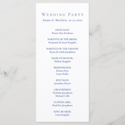 Blauwe Waterverf Meditteranean Tegel Pattern Programmakaart (Achterkant)