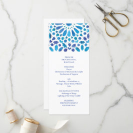 Blauwe Waterverf Meditteranean Tegel Pattern Programmakaart