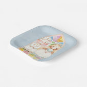 Blauwe Waterverf Meisje 1e. communie Papieren Bordje (Gebogen)