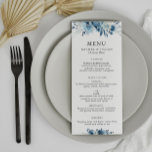 Blauwe waterverf menu<br><div class="desc">Een prachtig blauw bruiloft thema ontwerp met mooie bloemen. De kleur en de tekst kunnen worden gepersonaliseerd.</div>