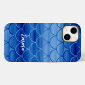 Blauwe Waterverf Mermaid Scale Patroon Aangepaste Case-Mate iPhone Case (Achterkant (horizontaal))