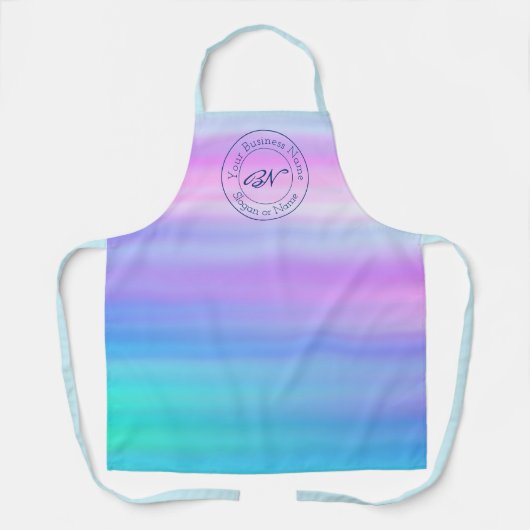 Blauwe Waterverf met aangepaste Logo voor bedrijfs Schort (Voorkant)