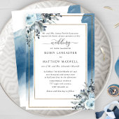 Blauwe Waterverf met Blauwe Floral, Ouders Ontvang Kaart