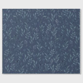 Blauwe Waterverf met botanische bladeren Cadeaupapier (Vlak)