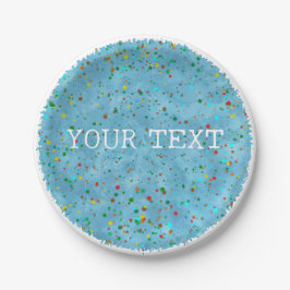 Blauwe Waterverf met Confetti Decor Custom Papieren Bordje