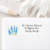 Blauwe waterverf met delfinium florale suspensie etiket (Insitu)