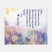 Blauwe Waterverf met gouden bloemen + Opmerking Fleece Deken (Voorkant (Horizontaal))