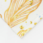 Blauwe Waterverf met gouden bloemen + Opmerking Fleece Deken (Hoek)