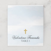 Blauwe Waterverf met gouden kruisdoop Plaatskaartje (Buitenkant ongevouwen)