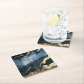 Blauwe waterverf met goudkleurige vlekken kartonnen onderzetters (Insitu)