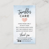 Blauwe Waterverf met Heart Tumbler Care Visitekaartje (Voorkant)