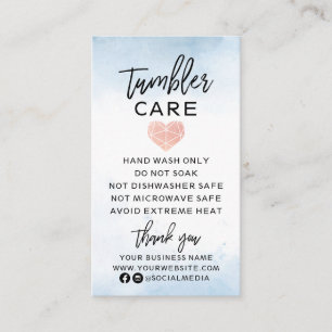 Blauwe Waterverf met Heart Tumbler Care Visitekaartje