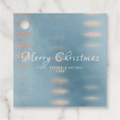 Blauwe Waterverf met kerstcadeaus voor kerstcadeau Bedankjes Labels (Voorkant)