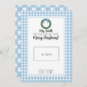 Blauwe Waterverf met kerstkaartje voor leraar Bedankkaart (Voorkant / Achterkant)