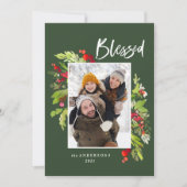 Blauwe waterverf met kerstmis feestdagenkaart (Voorkant)