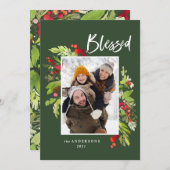 Blauwe waterverf met kerstmis feestdagenkaart (Voorkant / Achterkant)