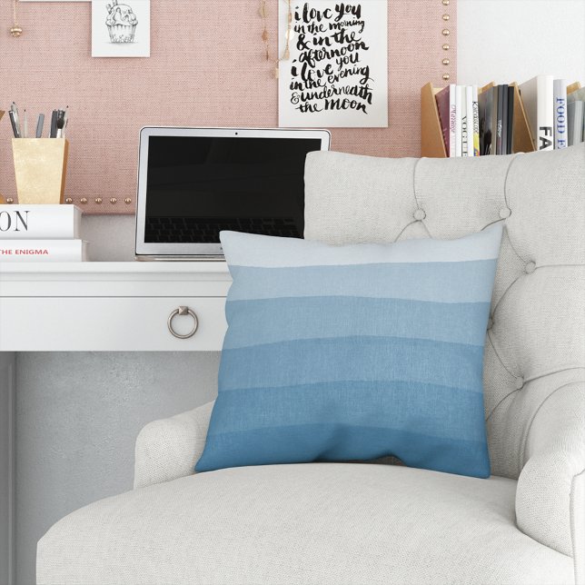 Blauwe Waterverf met kleurstofkleuringsstreep Kussen (Creator heeft geüpload)