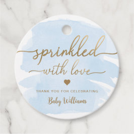 Blauwe Waterverf met liefdesBaby shower Bedankjes Labels