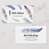 Blauwe Waterverf met modern Boho-Visitekaartje Visitekaartje (Voorkant / Achterkant)