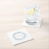 Blauwe Waterverf met monogram weddenschap Kartonnen Onderzetters (Insitu)