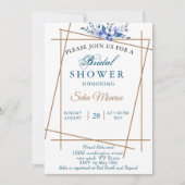 Blauwe waterverf met navelbladige bridale douche kaart (Voorkant)