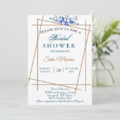 Blauwe waterverf met navelbladige bridale douche kaart (Staand voorkant)