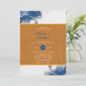 Blauwe Waterverf met rustkoper Agate Wedding Invit Kaart (Staand voorkant)