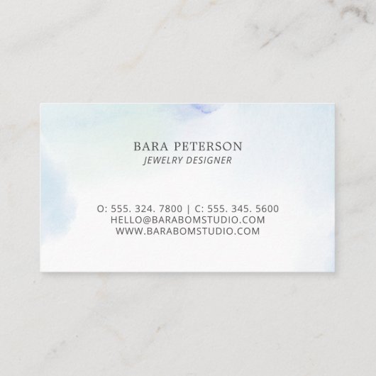 Blauwe Waterverf Minimale Logo Visitekaartje (Achterkant)