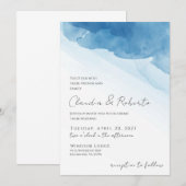 Blauwe Waterverf minimalistische uitnodiging Folie (Voorkant / Achterkant)