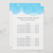 Blauwe Waterverf Mode Biz-prijslijst Menu (Voorkant / Achterkant)