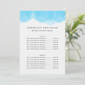 Blauwe Waterverf Mode Biz-prijslijst Menu (Staand voorkant)