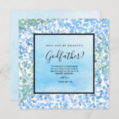 Blauwe Waterverf Modern Godfather Voorstel Kaart (Voorkant / Achterkant)