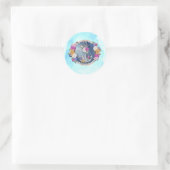 Blauwe Waterverf Modern Nautical Floral Anchor Ronde Sticker (Tas)