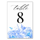 Blauwe Waterverf Modern Trouwtafelnummer Kaart (Achterkant)