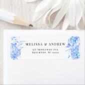 Blauwe Waterverf Modern Wedding Dank u Etiket (Insitu)