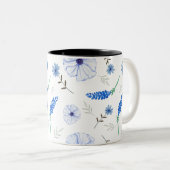Blauwe Waterverf Mok met Wilde Bloemen (Voorkant rechts)