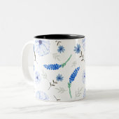 Blauwe Waterverf Mok met Wilde Bloemen (Voorkant links)