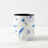 Blauwe Waterverf Mok met Wilde Bloemen (Center)
