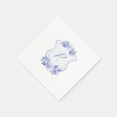 Blauwe Waterverf Monogram Bloemenservetten Servet (Hoek)