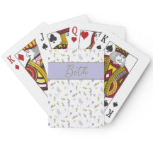 Blauwe Waterverf Monogram Naam Poker 