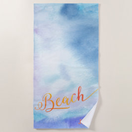 Blauwe Waterverf Monogram Strandlaken