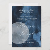 Blauwe Waterverf Moon Celestial Kaart (Voorkant)