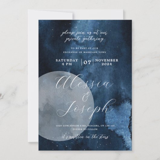 Blauwe Waterverf Moon Celestial Kaart (Voorkant)