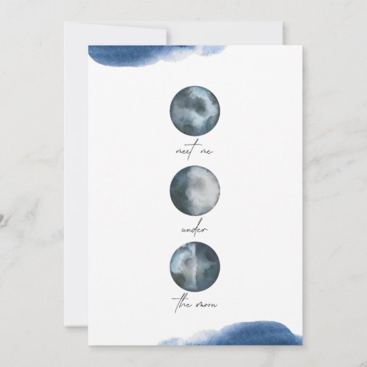 Blauwe Waterverf Moon Celestial Kaart (Achterkant)